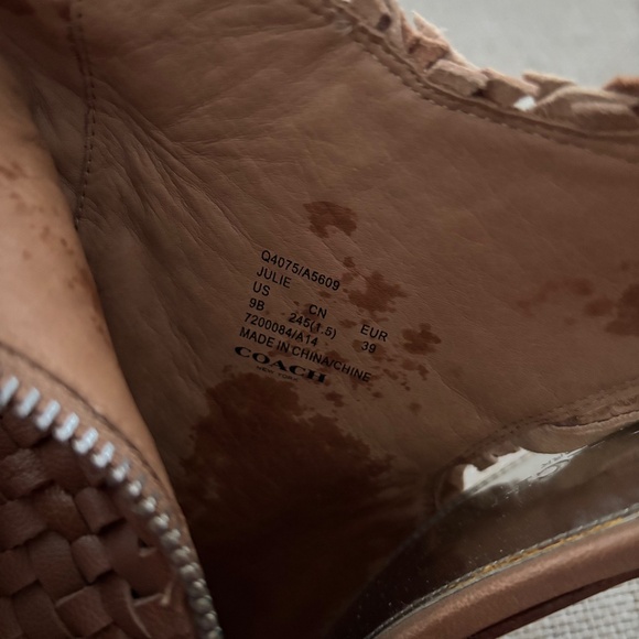 Coach Julie Tan Woven Leather Peep Toe Stiletto Heels Size 9 - Picture 8 of 9